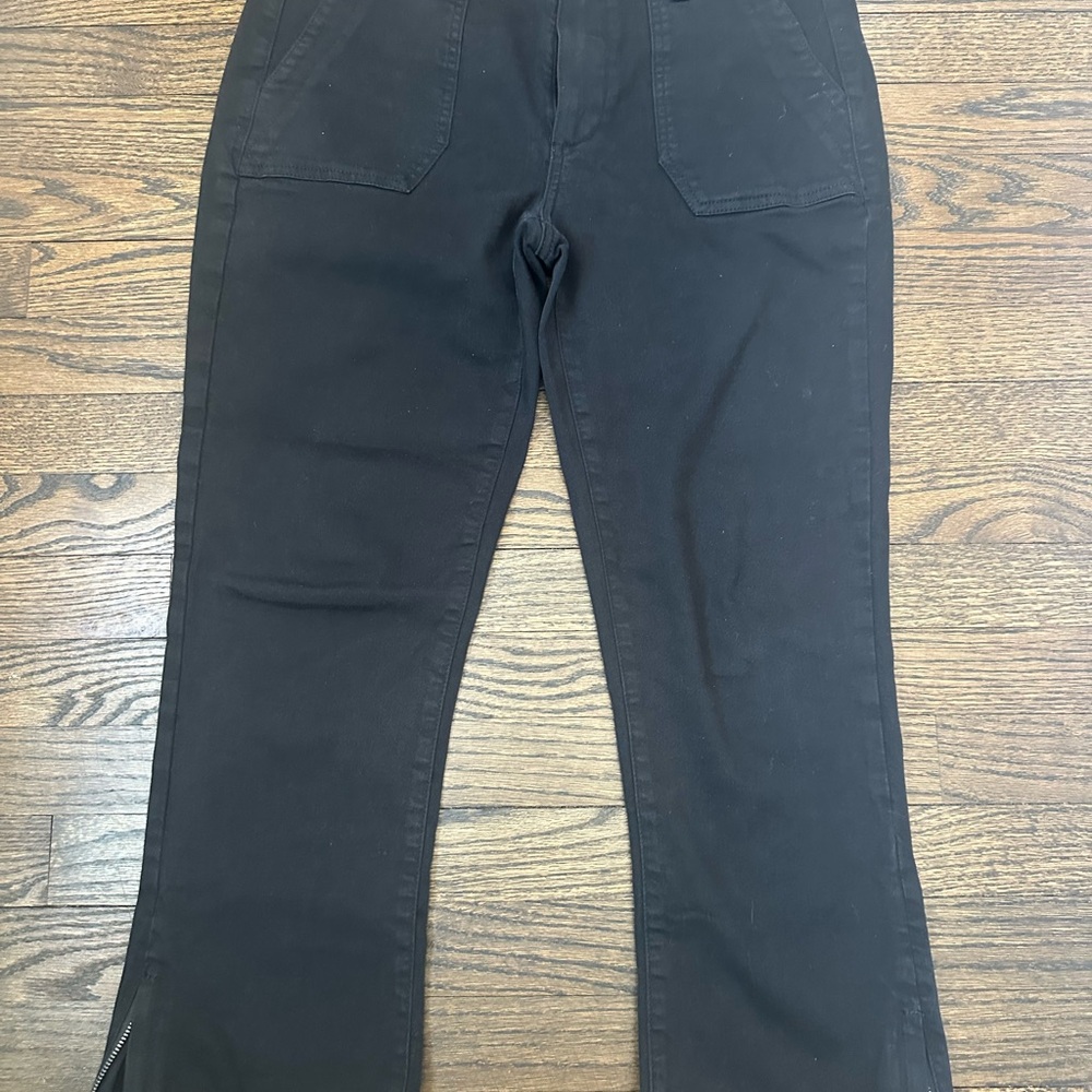 PAIGE Black Straight Leg Pants with Subtle Flare